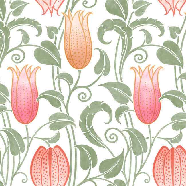 Canterbury Bells Wallpaper Whitebrights - York Wallcoverings - AC9201 - York Wallcoverings Wallpaper