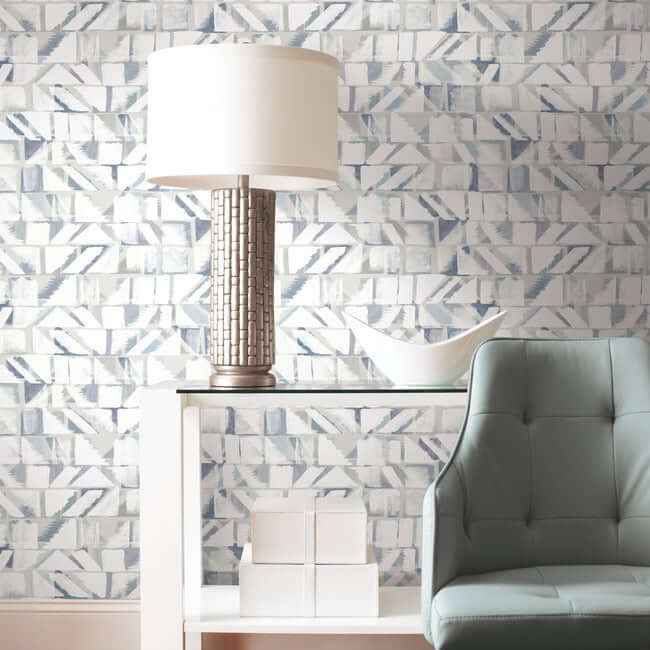 Refraction Blue & Grey Peel & Stick Wallpaper - York Wallcoverings - PSW1221RL - York Wallcoverings Wallpaper