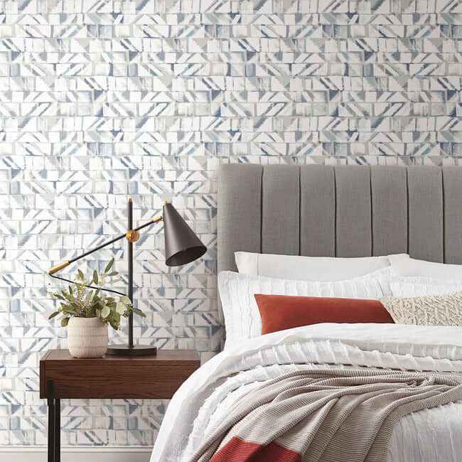 Refraction Blue & Grey Peel & Stick Wallpaper - York Wallcoverings - PSW1221RL - York Wallcoverings Wallpaper