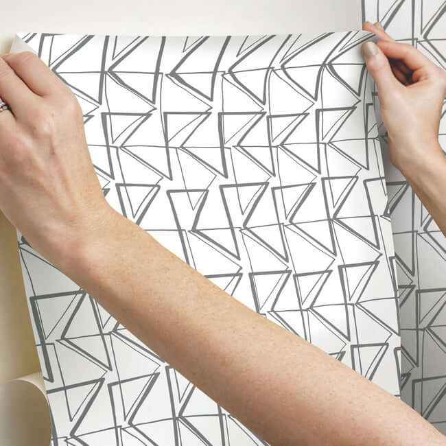 Love Triangles Grey Peel & Stick Wallpaper - York Wallcoverings - PSW1252RL - York Wallcoverings Wallpaper