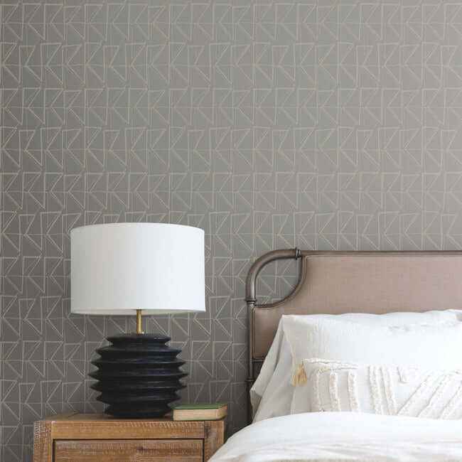 Love Triangles Grey Metallic Peel & Stick Wallpaper - York Wallcoverings - PSW1254RL - York Wallcoverings Wallpaper