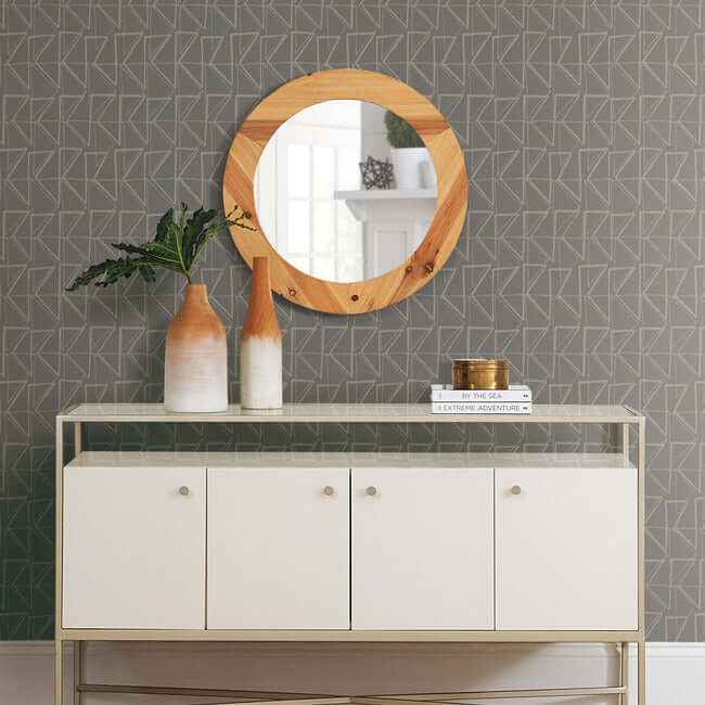 Love Triangles Grey Metallic Peel & Stick Wallpaper - York Wallcoverings - PSW1254RL - York Wallcoverings Wallpaper