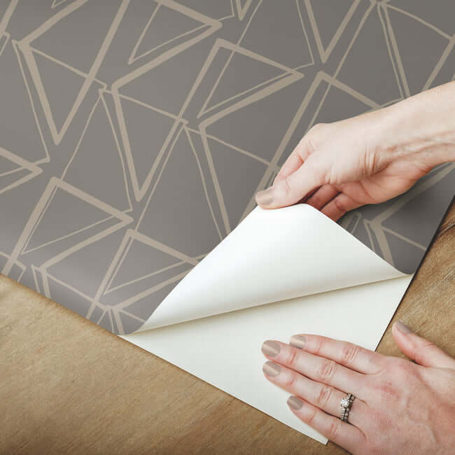 love-triangles-premium-peel-stick-wallpaper-charcoalglint-metallic-york-wallcoverings-psw1254rl - York Wallcoverings Wallpaper