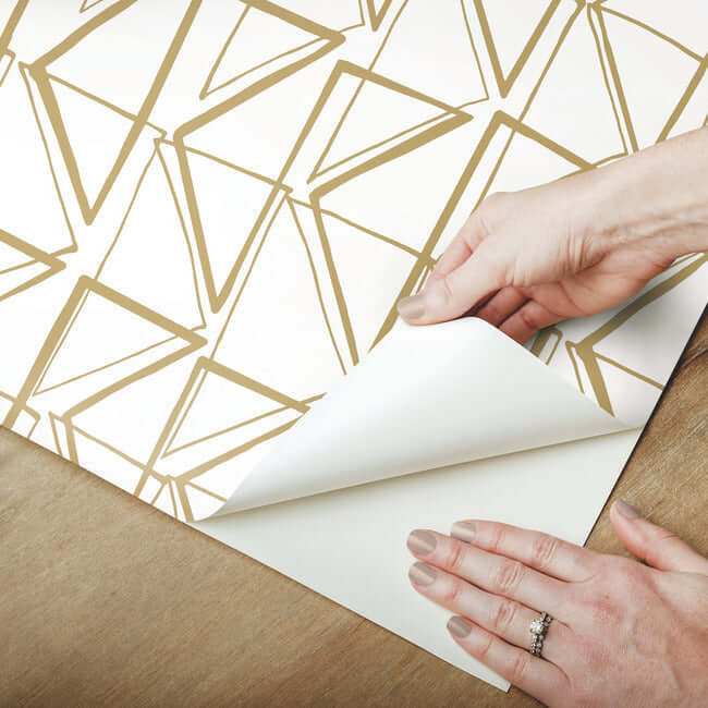 love-triangles-gold-metallic-peel-stick-wallpaper-york-wallcoverings-psw1255rl - York Wallpaper Wallpaper