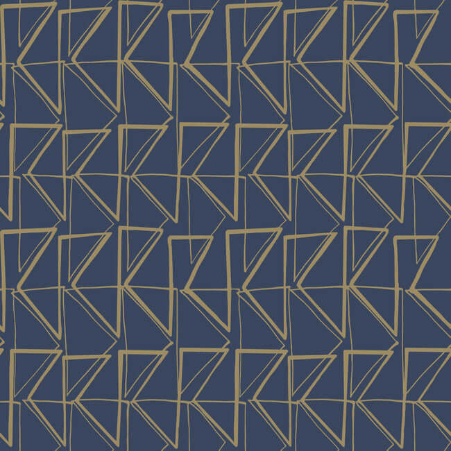love-triangles-blue-gold-metallic-peel-stick-wallpaper-york-wallcoverings-psw1256rl - York Wallcoverings Wallpaper