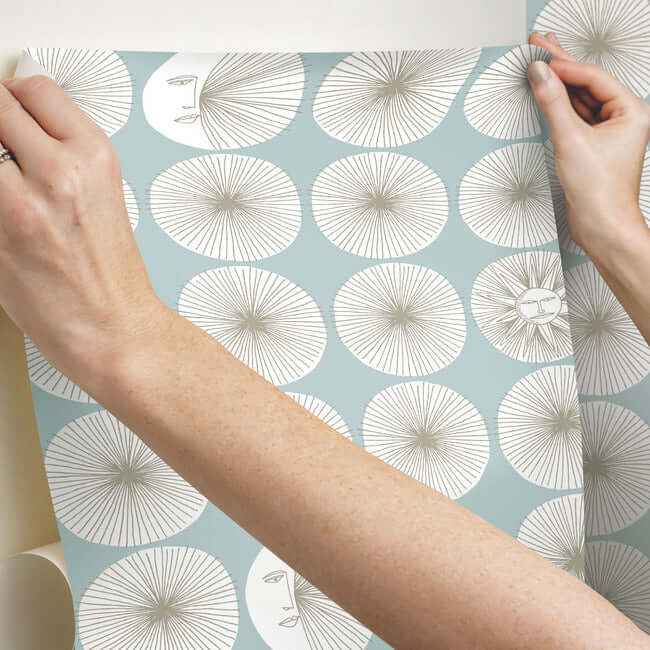 Soho Starburst Light Blue Peel & Stick Wallpaper - York Wallcoverings - PSW1215RL - York Wallcoverings Wallpaper