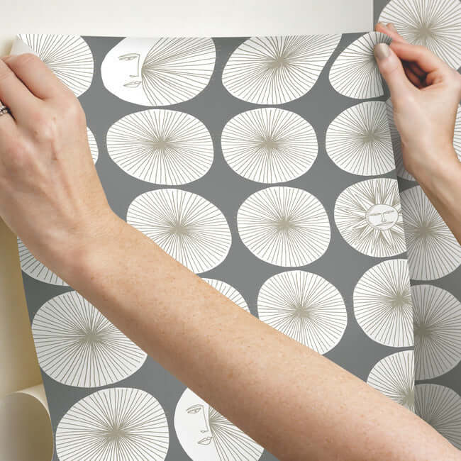soho-starburst-premium-peel-stick-wallpaper-cosmos-greyglint-york-wallcoverings-psw1217rl - York Wallcoverings Wallpaper