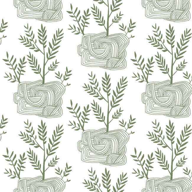 Seedlings Green Peel & Stick Wallpaper - York Wallcoverings - PSW1226RL - York Wallcoverings Wallpaper