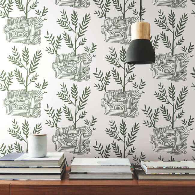 Seedlings Green Peel & Stick Wallpaper - York Wallcoverings - PSW1226RL - York Wallcoverings Wallpaper