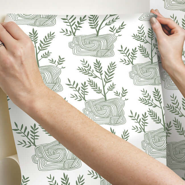 seedlings-green-peel-stick-wallpaper-york-wallcoverings-psw1226rl - York Wallcoverings Wallpaper