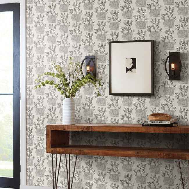 Seedlings Grey Peel & Stick Wallpaper - York Wallcoverings - PSW1227RL - York Wallcoverings Wallpaper