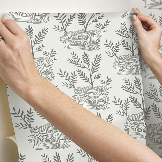 seedlings-grey-peel-stick-wallpaper-york-wallcoverings-psw1227rl - York Wallcoverings Wallpaper