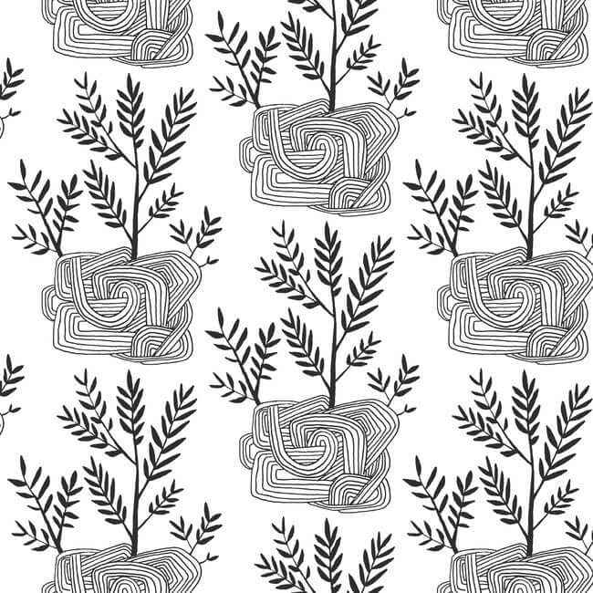 Seedlings Black Peel & Stick Wallpaper - York Wallcoverings - PSW1229RL