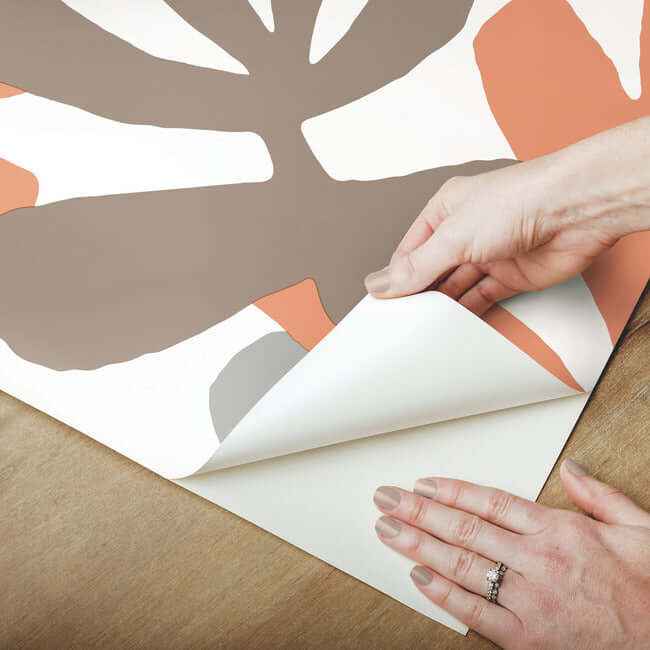 Kinetic Tropical Coral & Beige Peel & Stick Wallpaper - York Wallcoverings - PSW1240RL - York Wallcoverings Wallpaper