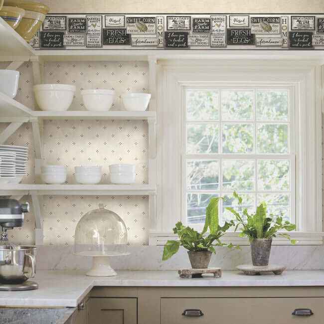 Farm to Table Black Border - York Wallcoverings - LG1360BD - York Wallcoverings Wallpaper
