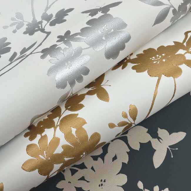 Flutter Vine Grey Wallpaper - York Wallcoverings - DT5025