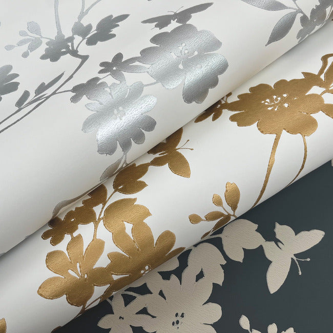 flutter-vine-wallpaper-whitegold-york-wallcoverings-dt5022 - York Wallcoverings Wallpaper