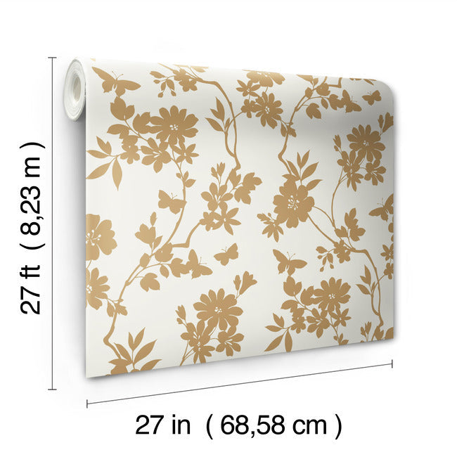 flutter-vine-wallpaper-whitegold-york-wallcoverings-dt5022 - York Wallcoverings Wallpaper