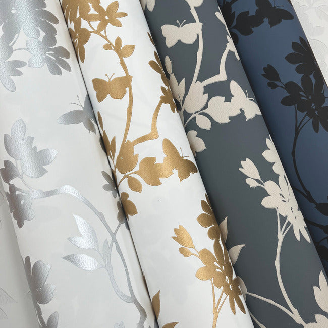 flutter-vine-wallpaper-whitegold-york-wallcoverings-dt5022 - York Wallcoverings Wallpaper