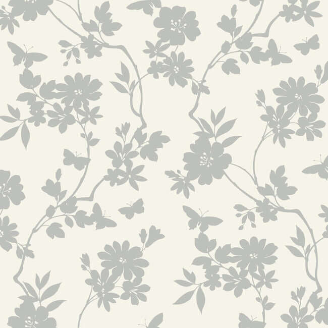 flutter-vine-white-silver-wallpaper-york-wallcoverings-dt5023 - York Wallpaper Wallpaper