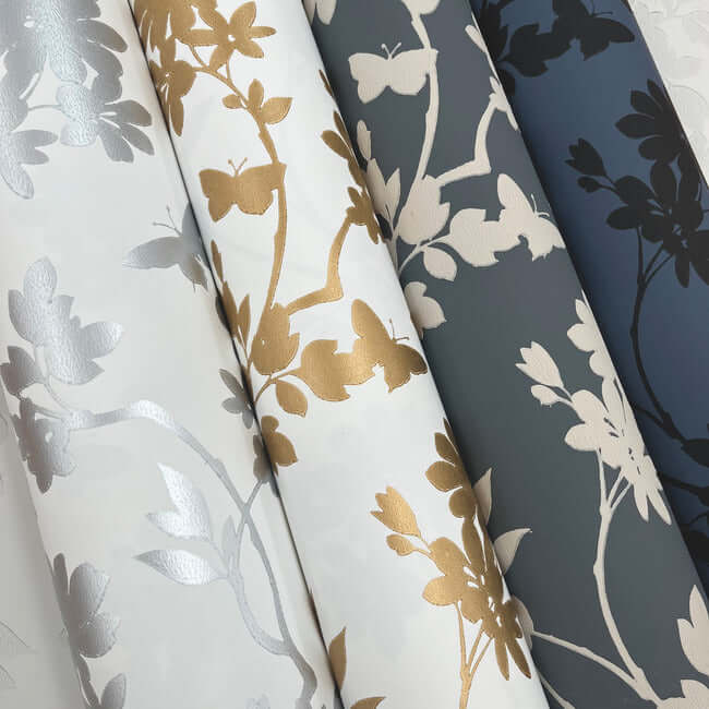 flutter-vine-white-silver-wallpaper-york-wallcoverings-dt5023 - York Wallpaper Wallpaper