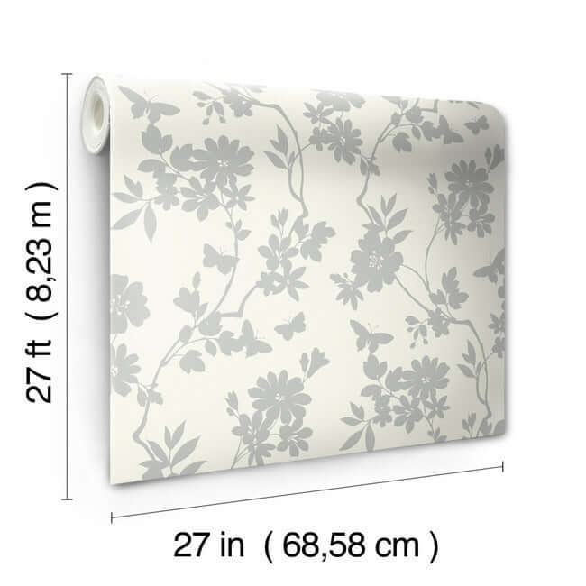 flutter-vine-white-silver-wallpaper-york-wallcoverings-dt5023 - York Wallpaper Wallpaper