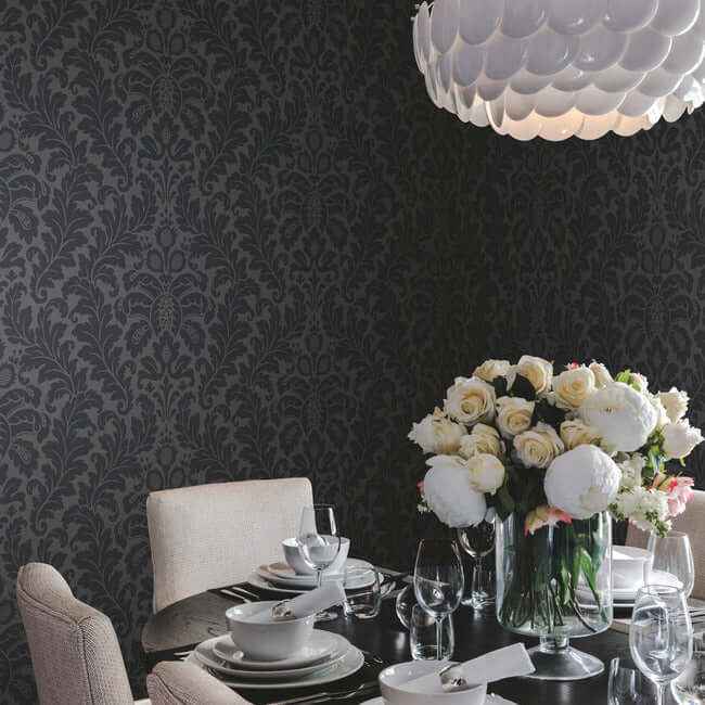 Modern Romance Black Wallpaper - York Wallcoverings - DT5044