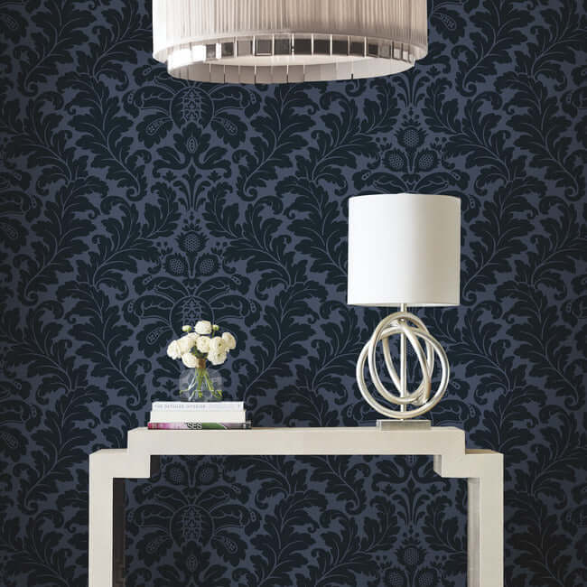 modern-romance-navy-wallpaper-york-wallcoverings-dt5042 - York Wallpaper Wallpaper