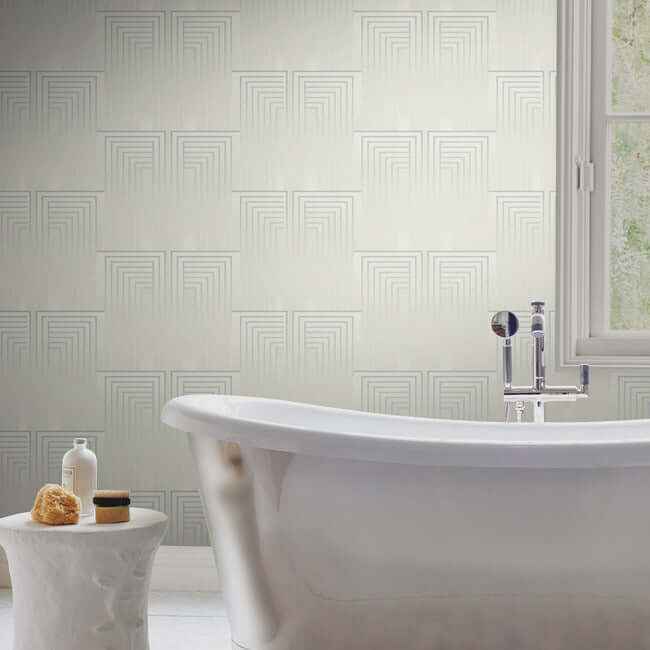 Vanishing Dusty Blue & Silver Wallpaper - York Wallcoverings - DT5074 - York Wallcoverings Wallpaper