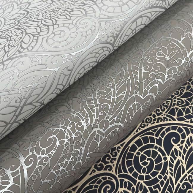 paradise-dark-taupe-silver-wallpaper-york-wallcoverings-dt5012 - York Wallcoverings Wallpaper