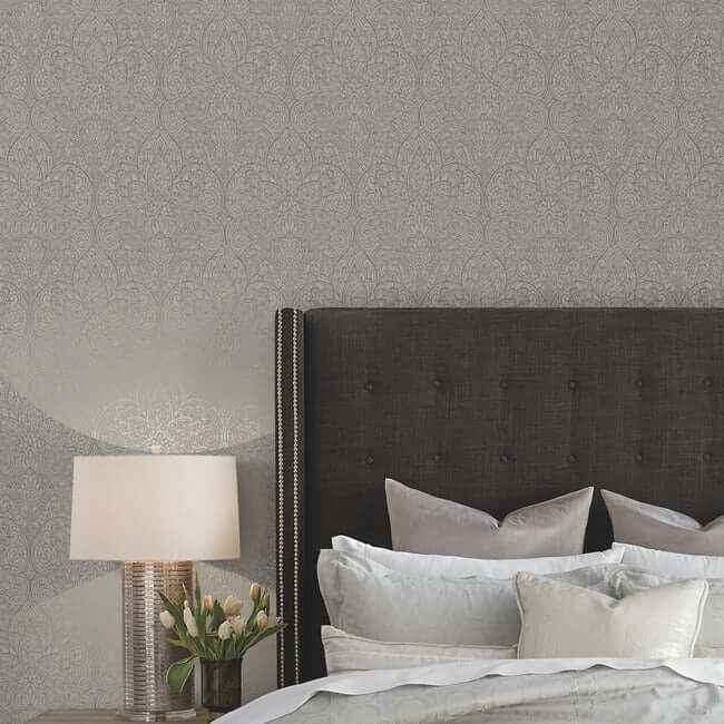 Paradise Dark Taupe & Silver Wallpaper - York Wallcoverings - DT5012 - York Wallcoverings Wallpaper