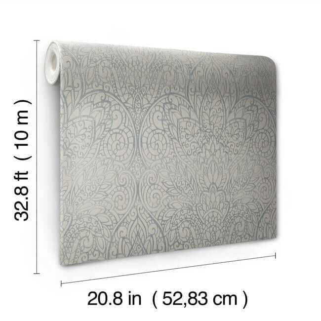 Paradise Dark Taupe & Silver Wallpaper - York Wallcoverings - DT5012 - York Wallcoverings Wallpaper