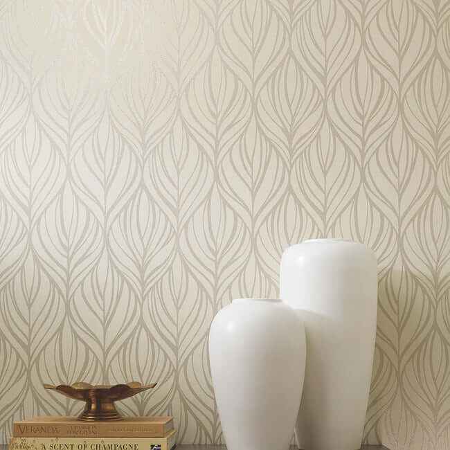 Palma Taupe & Silver Wallpaper - York Wallcoverings - DT5082