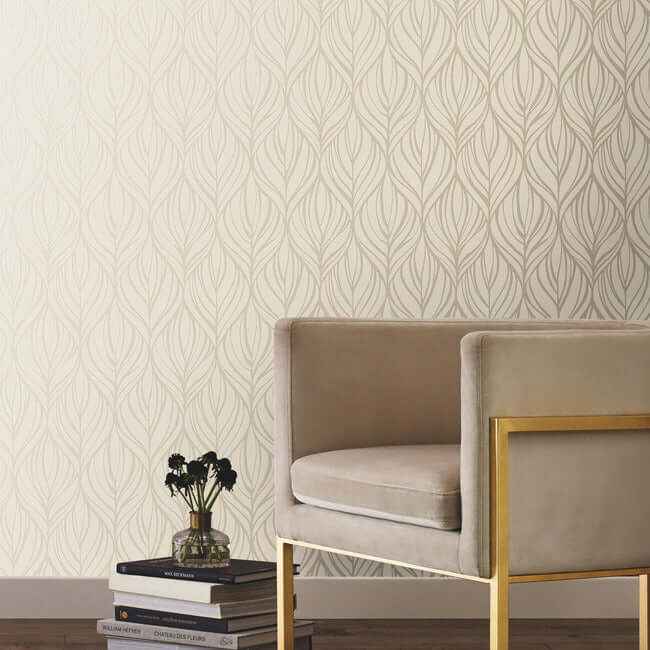 Palma Taupe & Silver Wallpaper - York Wallcoverings - DT5082 - York Wallcoverings Wallpaper