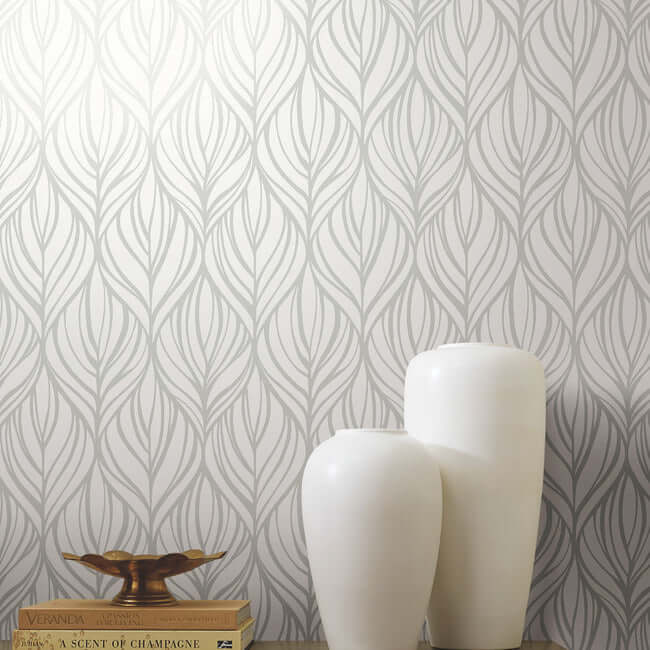 palma-white-silver-wallpaper-york-wallcoverings-dt5084 - York Wallpaper Wallpaper