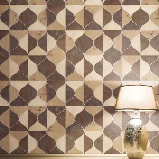 Burlwood Ogee Warm Neutral Wallpaper - York Wallcoverings - DT5003 - York Wallcoverings Wallpaper