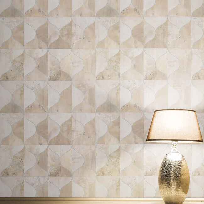 Burlwood Ogee White Wallpaper - York Wallcoverings - DT5002 - York Wallcoverings Wallpaper