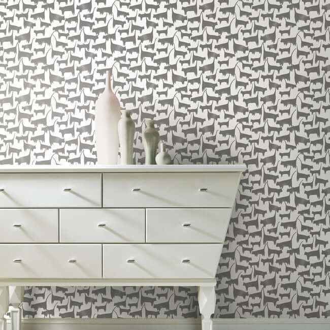 Cat Tails Black Peel & Stick Wallpaper - York Wallcoverings - PSW1340RL - York Wallcoverings Wallpaper