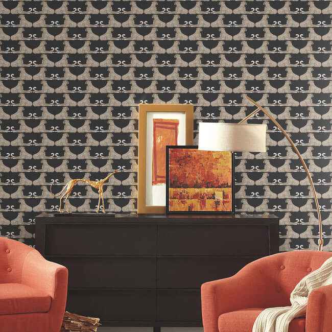 Reclining Cheetahs Black Peel & Stick Wallpaper - York Wallcoverings - PSW1355RL - York Wallcoverings Wallpaper