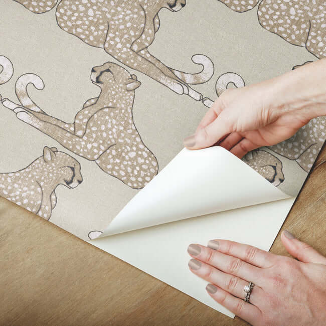 reclining-cheetahs-premium-peel-stick-wallpaper-taupe-york-wallcoverings-psw1356rl - York Wallcoverings Wallpaper