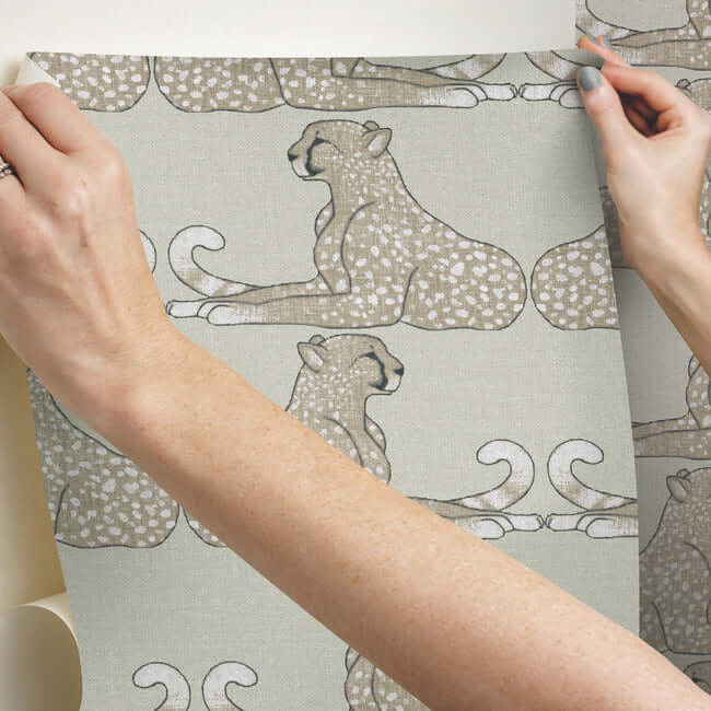 reclining-cheetahs-premium-peel-stick-wallpaper-taupe-york-wallcoverings-psw1356rl - York Wallcoverings Wallpaper