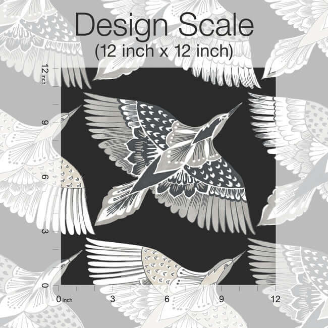 feather-flight-premium-peel-stick-wallpaper-black-york-wallcoverings-psw1351rl - York Wallcoverings Wallpaper