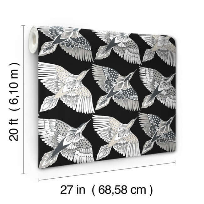 feather-flight-premium-peel-stick-wallpaper-black-york-wallcoverings-psw1351rl - York Wallcoverings Wallpaper