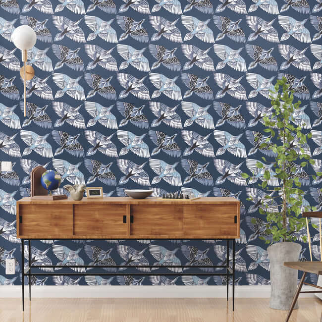 feather-flight-premium-peel-stick-wallpaper-blue-york-wallcoverings-psw1352rl - York Wallcoverings Wallpaper