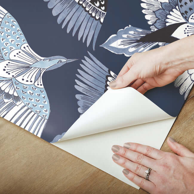 feather-flight-premium-peel-stick-wallpaper-blue-york-wallcoverings-psw1352rl - York Wallcoverings Wallpaper