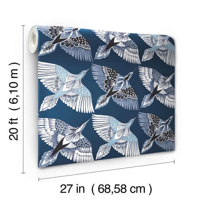 feather-flight-premium-peel-stick-wallpaper-blue-york-wallcoverings-psw1352rl - York Wallcoverings Wallpaper