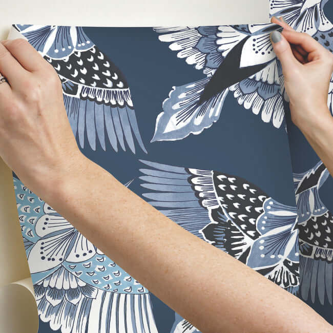 feather-flight-premium-peel-stick-wallpaper-blue-york-wallcoverings-psw1352rl - York Wallcoverings Wallpaper
