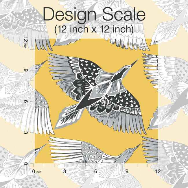Feather Flight Yellow Peel & Stick Wallpaper - York Wallcoverings - PSW1350RL - York Wallcoverings Wallpaper