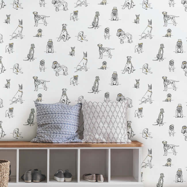 dogs-life-silver-gold-peel-stick-wallpaper-york-wallcoverings-psw1339rl - York Wallpaper Wallpaper