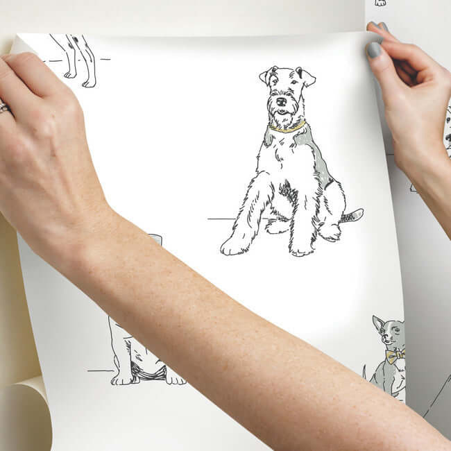 dogs-life-silver-gold-peel-stick-wallpaper-york-wallcoverings-psw1339rl - York Wallpaper Wallpaper